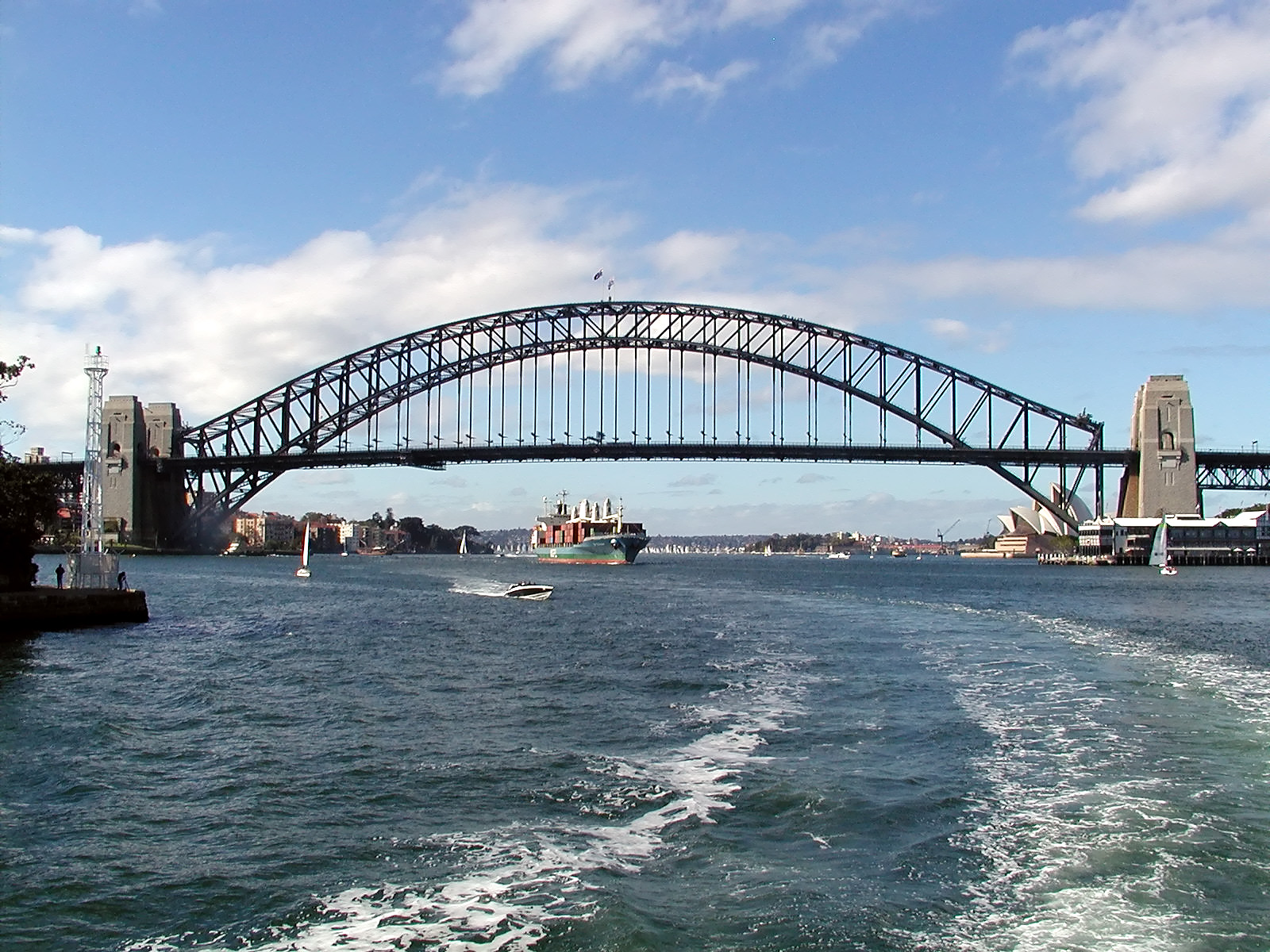 17-Jun-2001 11:21 - Sydney - Container ship passing under the harbour bridge