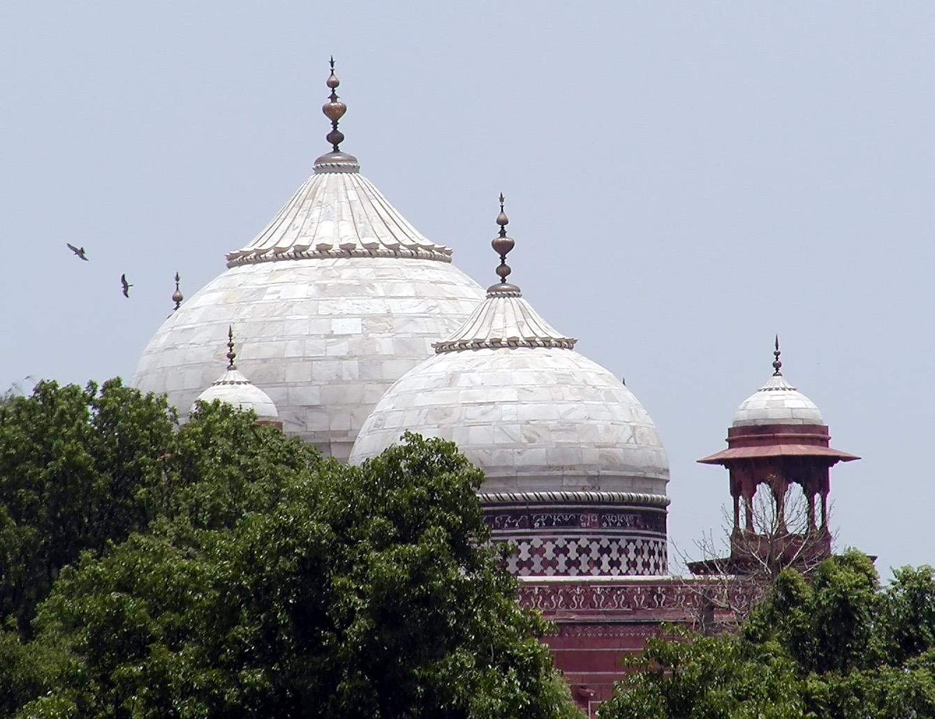 10-Jun-2001 12:03 - Agra - The Taj Mahal - Domes of the Mosque to the west of the mausoleum