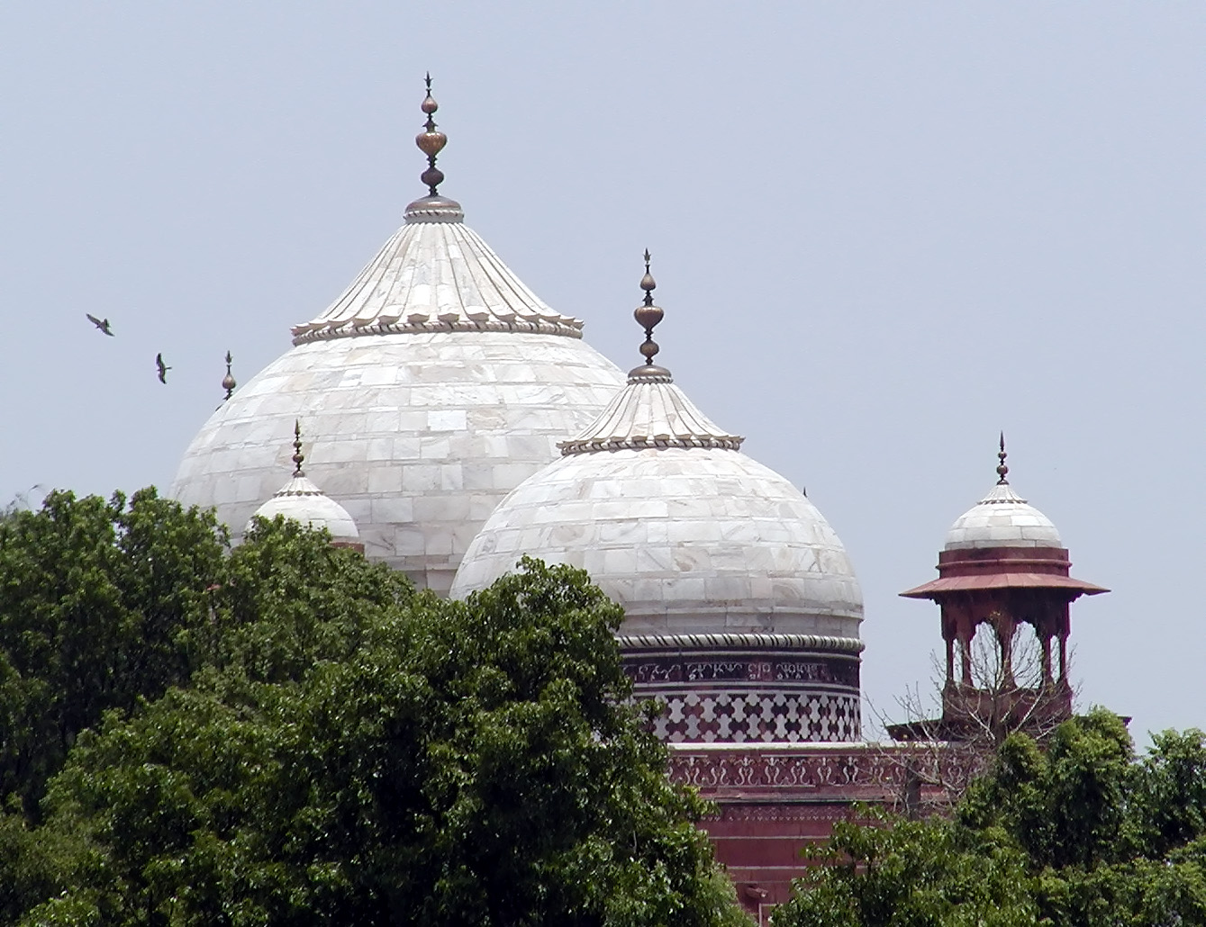 10-Jun-2001 12:03 - Agra - The Taj Mahal - Domes of the Mosque to the west of the mausoleum