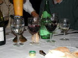 23-Oct-2001 21:34 - Amsterdam - Japan dinner: The empty glass to the right means that the oil tanker is unstable!