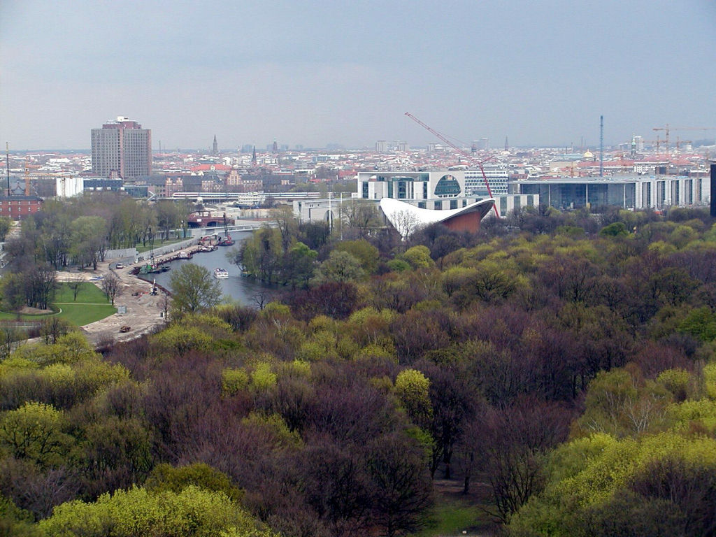 View from top of Siegess�ulle - Tiergarten and River Spree