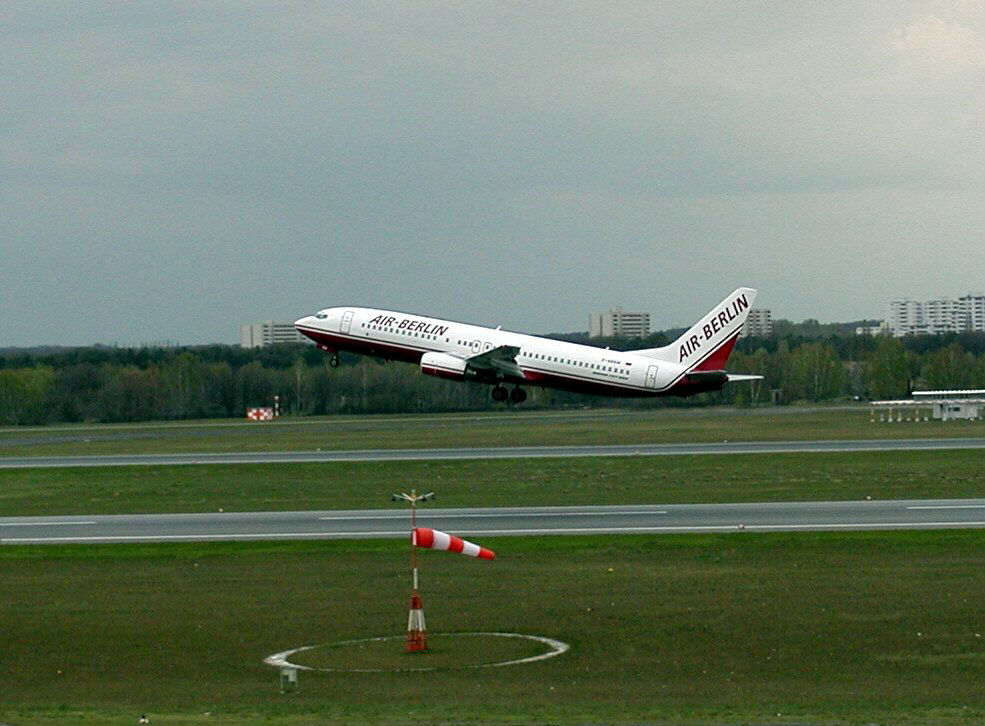 Air Berlin taking off at Tegel Airport